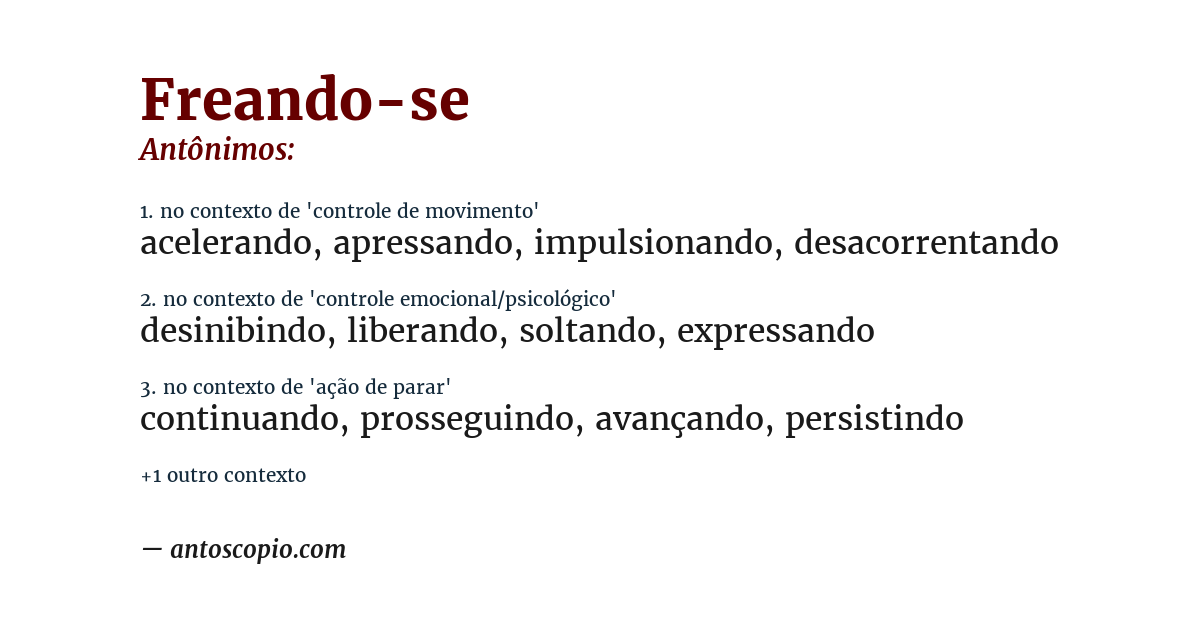 Antônimo de freando-se