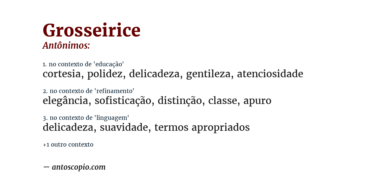 Antônimo de grosseirice