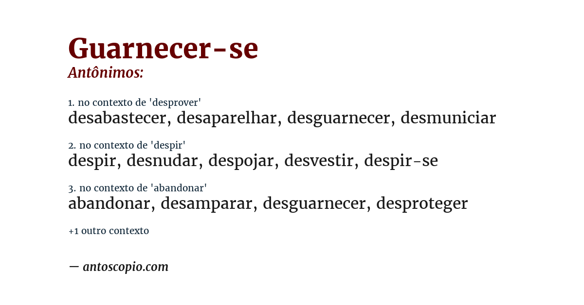 Antônimo de guarnecer-se