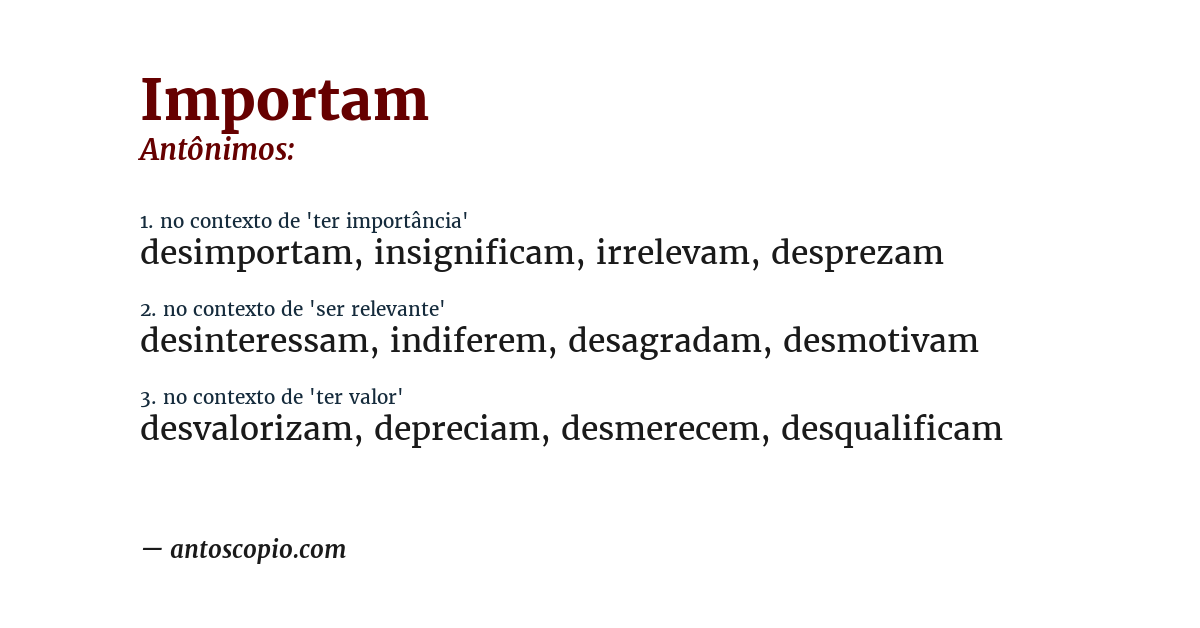 Antônimo de importam