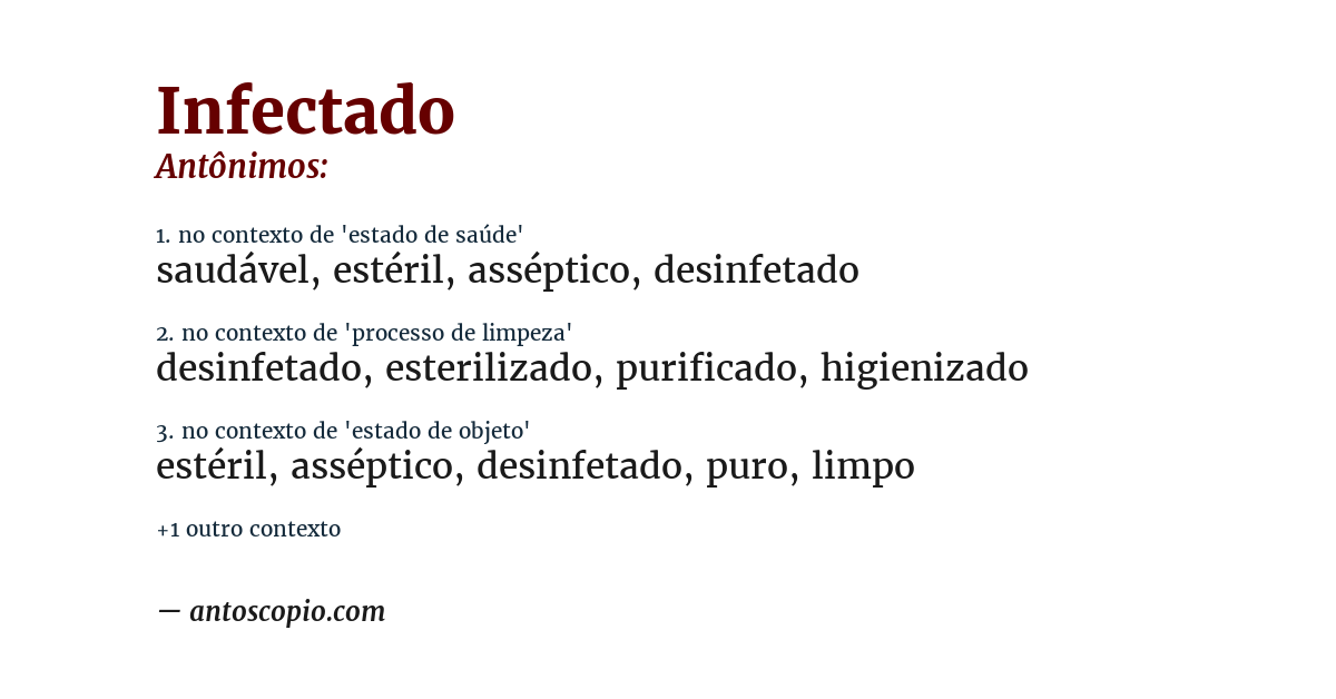 Antônimo de infectado