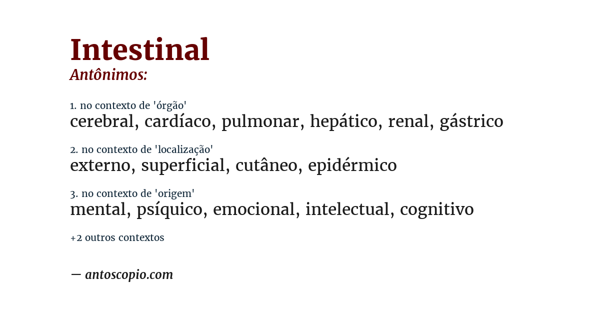 Antônimo de intestinal
