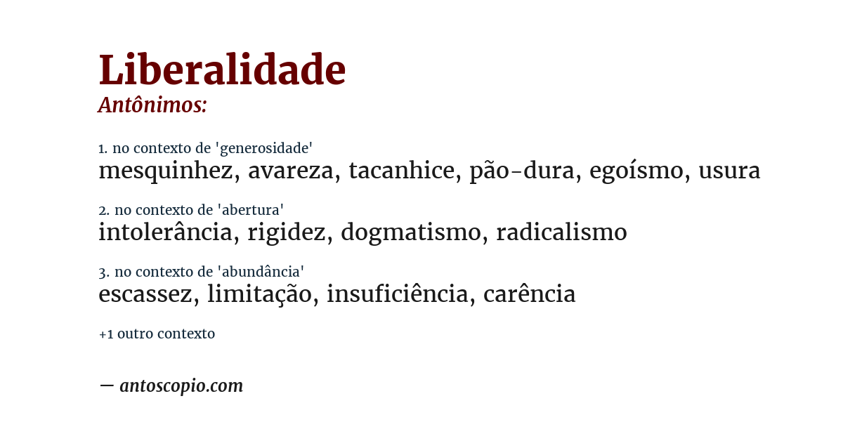 Antônimo de liberalidade