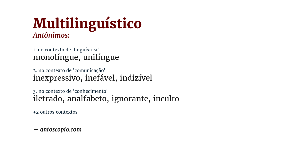Antônimo de multilinguístico