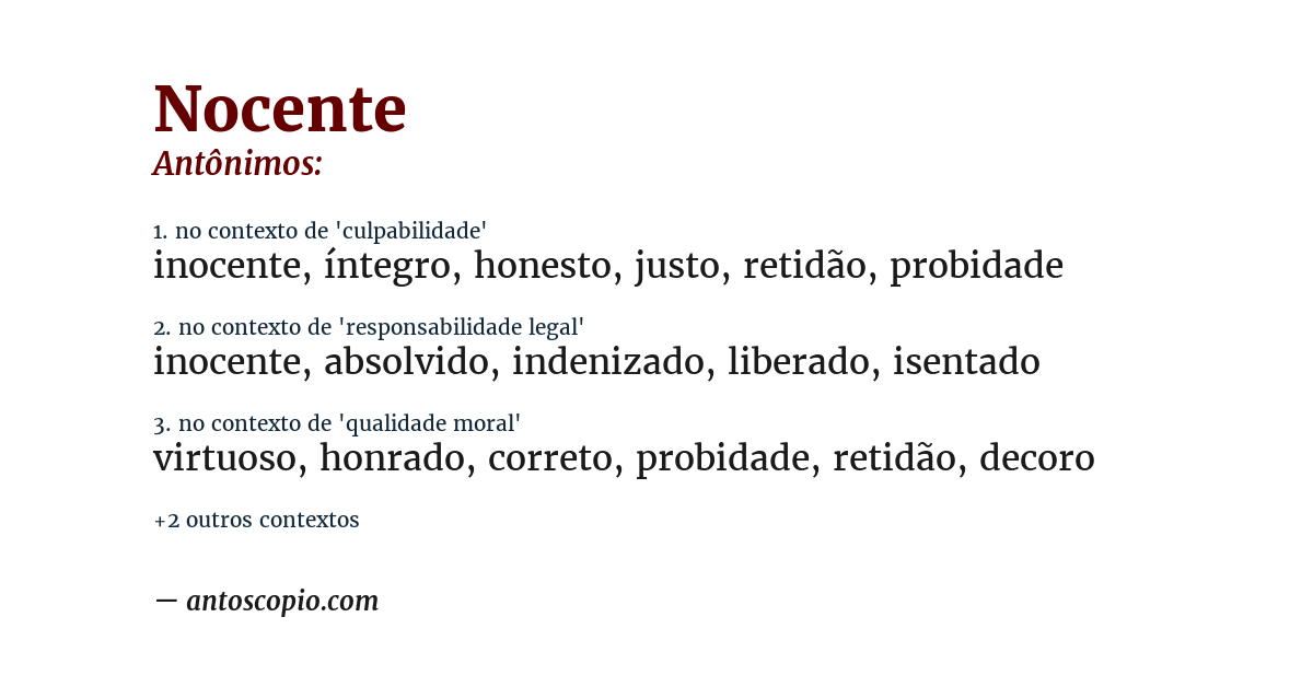 Antônimo de nocente