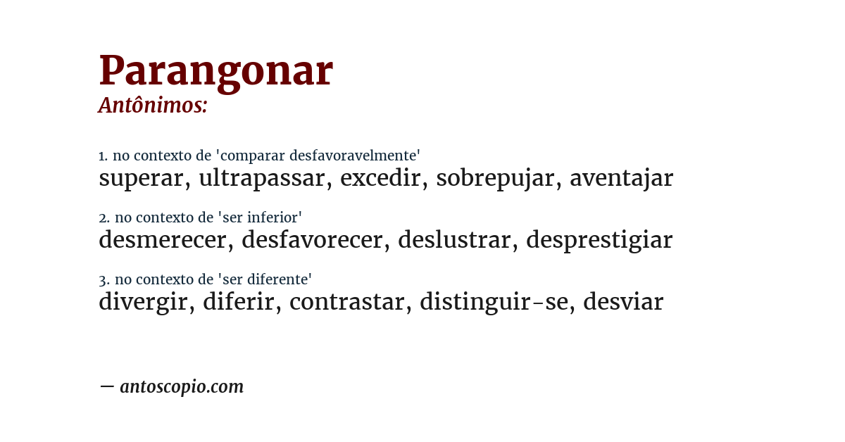 Antônimo de parangonar