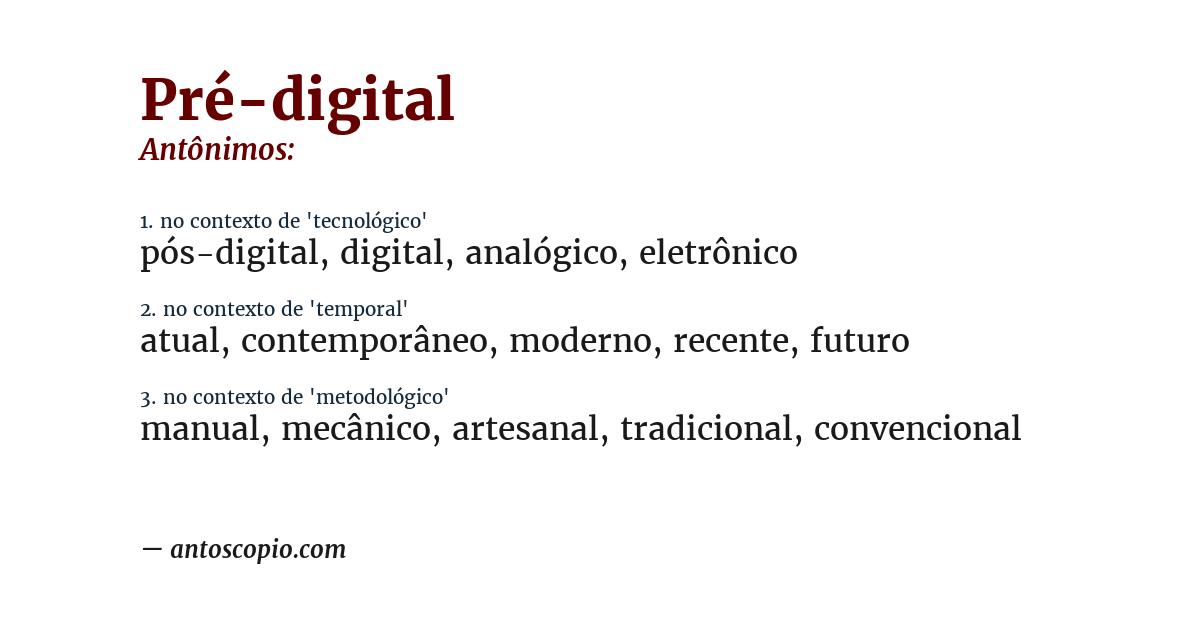 Antônimo de pré-digital