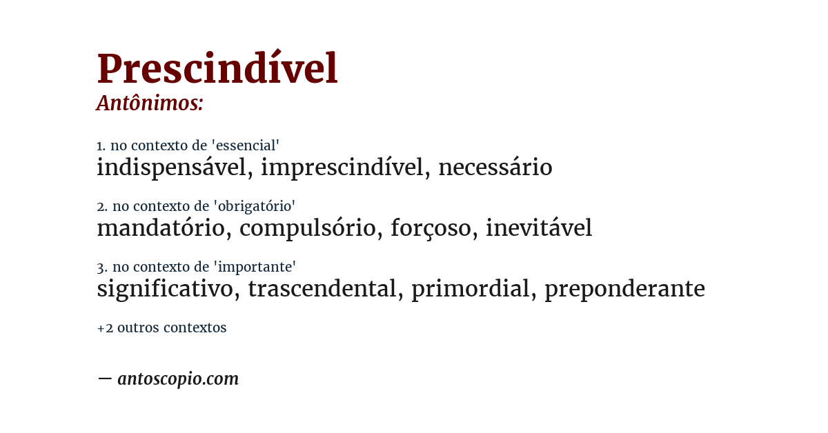Antônimo de prescindível