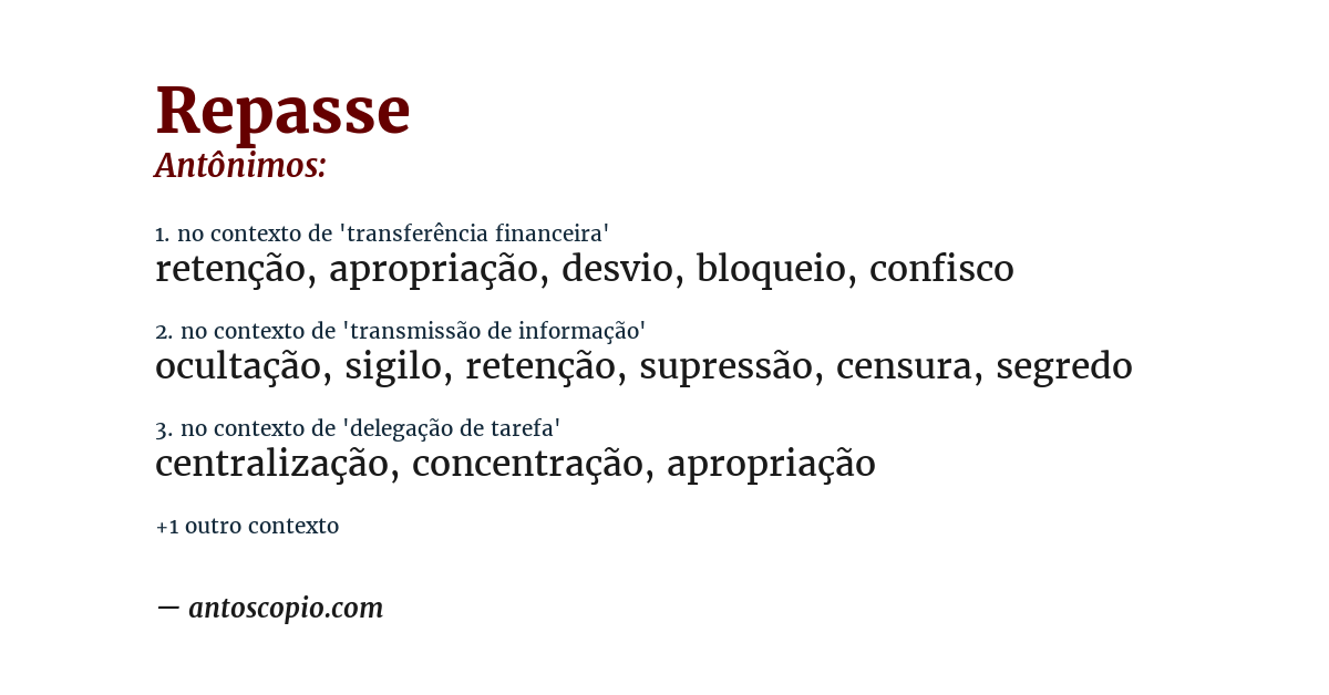 Antônimo de repasse