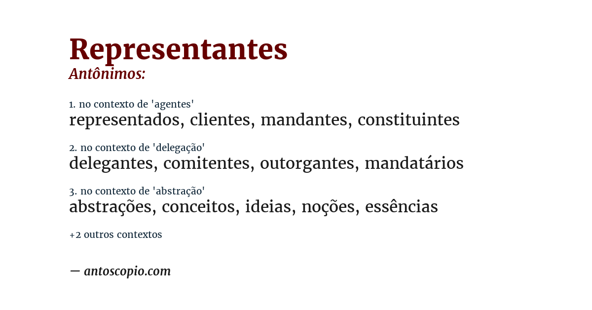 Antônimo de representantes