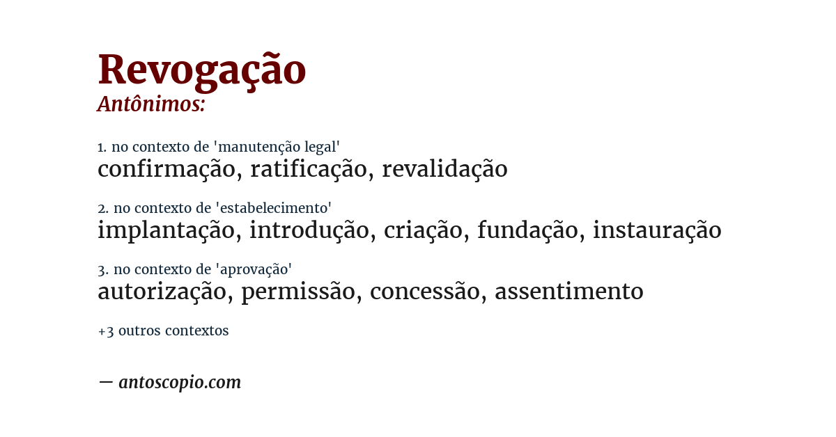Antônimo de revogação
