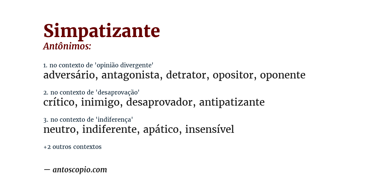 Antônimo de simpatizante