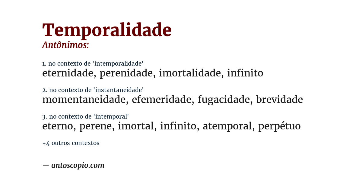 Antônimo de temporalidade