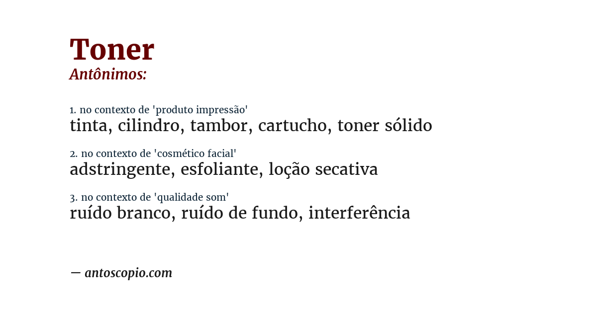 Antônimo de toner