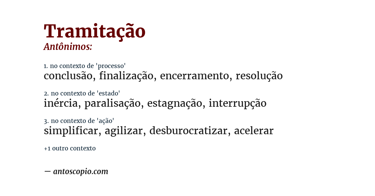 Antônimo de tramitação