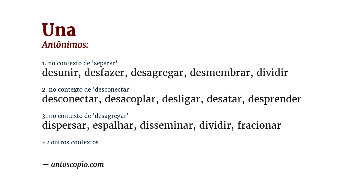 Antônimo de una