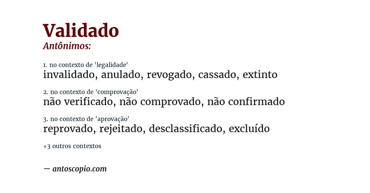 Antônimo de validado