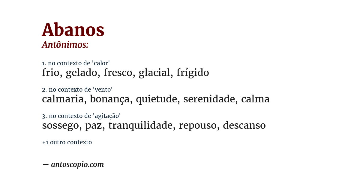 Antônimo de abanos