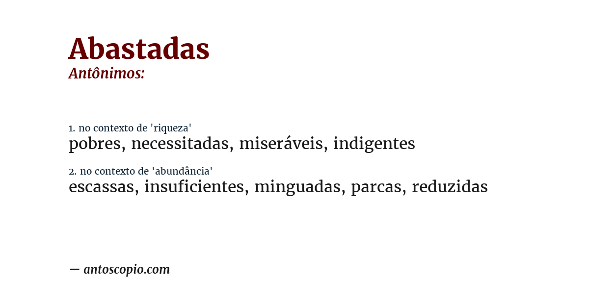 Antônimo de abastadas