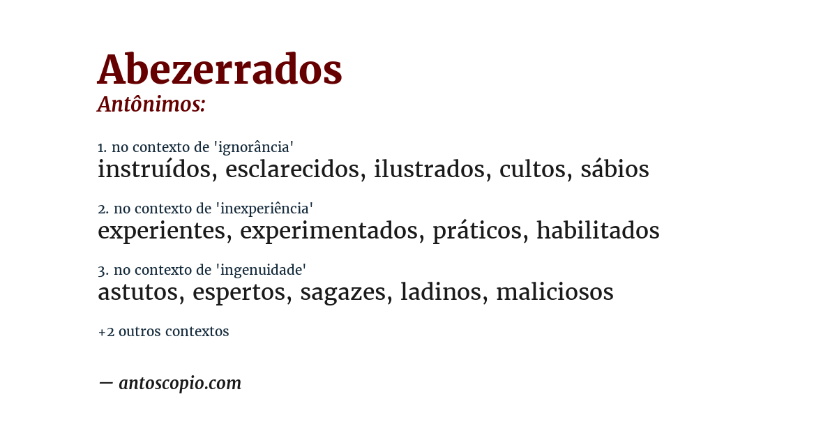 Antônimo de abezerrados