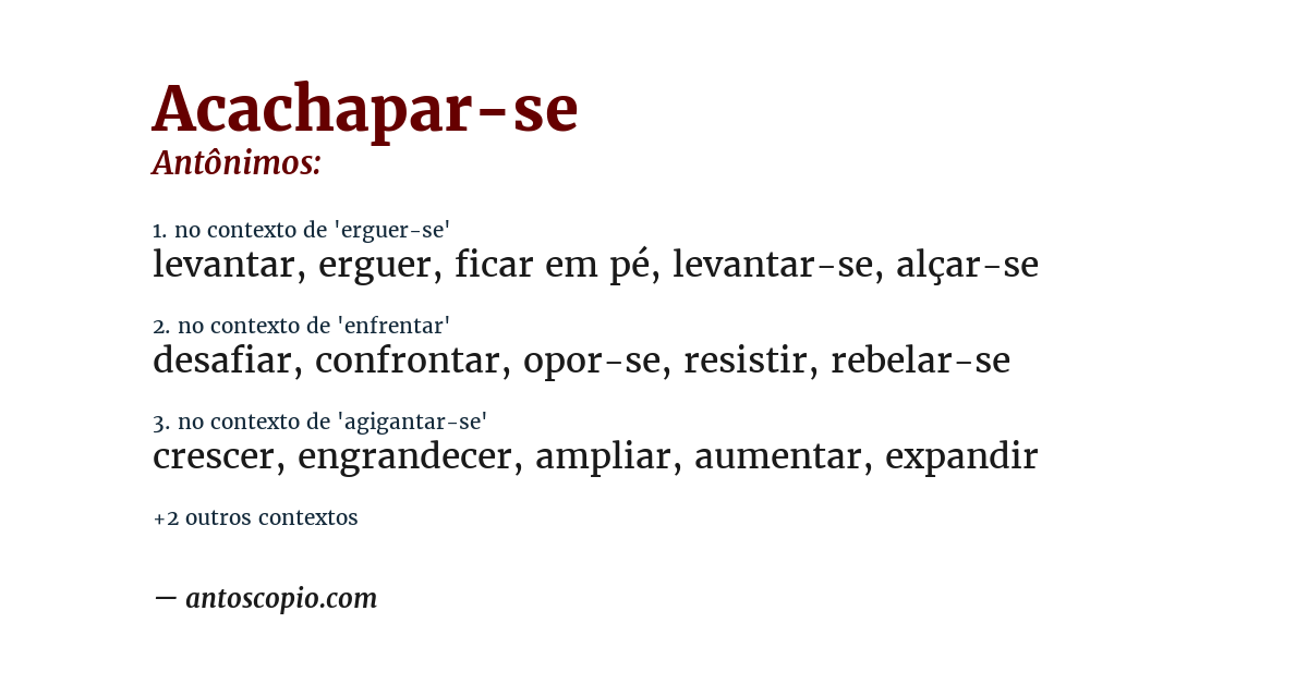 Antônimo de acachapar-se