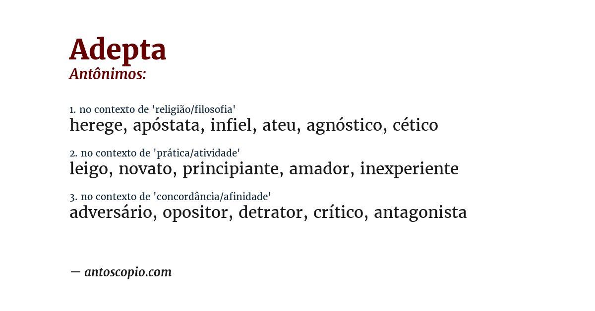 Antônimo de adepta
