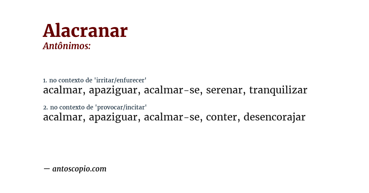 Antônimo de alacranar