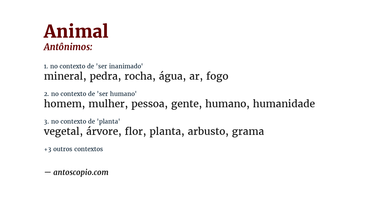 Antônimo de animal