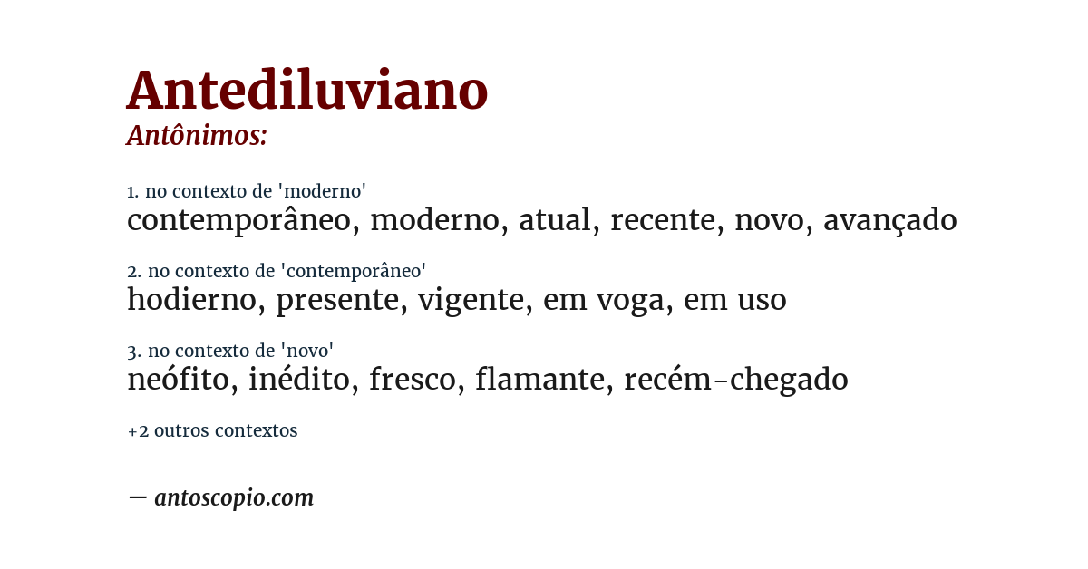 Antônimo de antediluviano