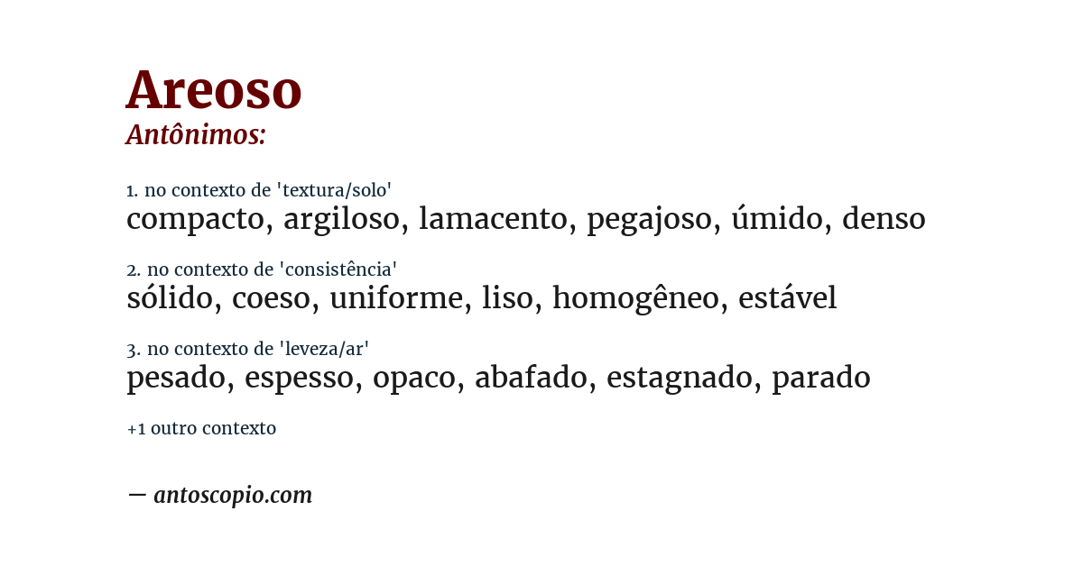 Antônimo de areoso