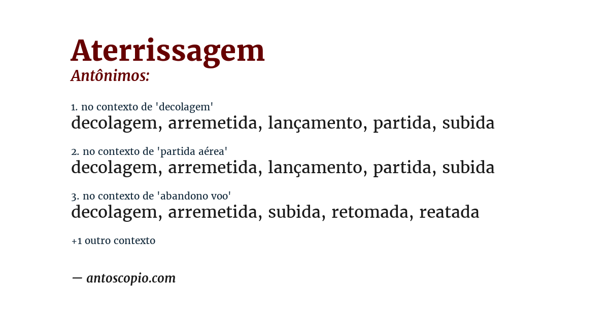 Antônimo de aterrissagem