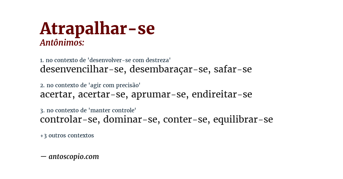 Antônimo de atrapalhar-se