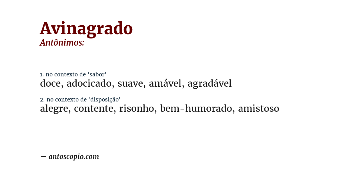 Antônimo de avinagrado