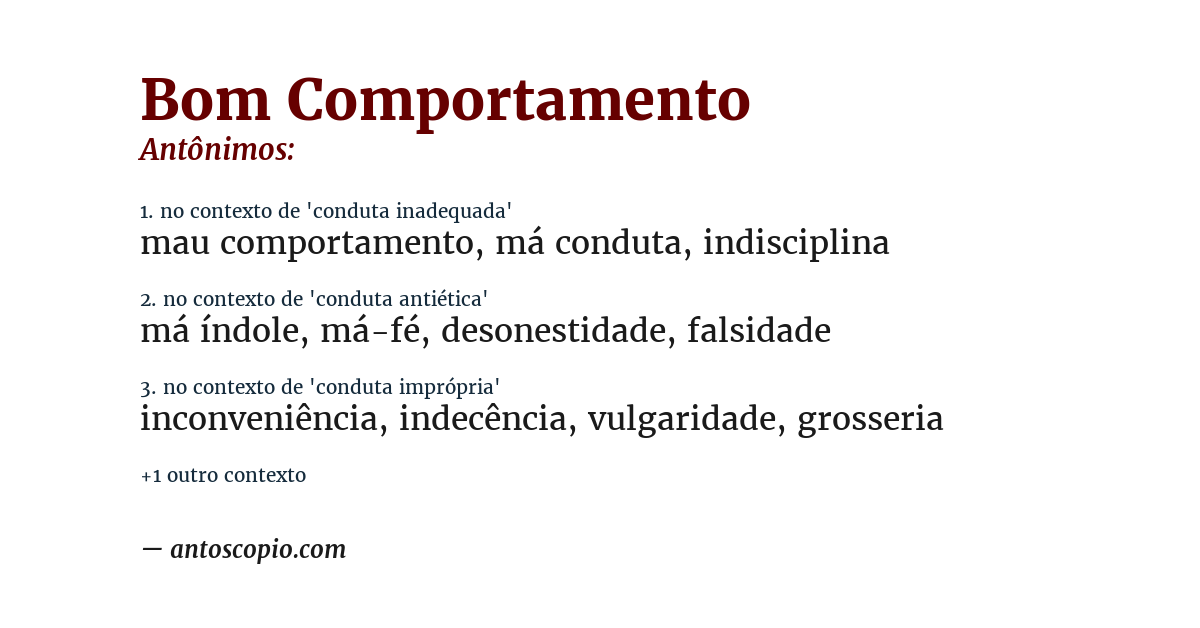 Antônimo de bom comportamento