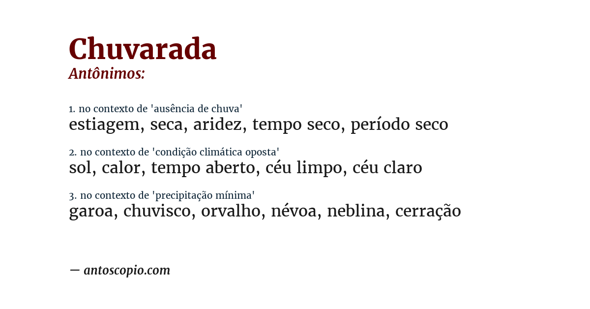 Antônimo de chuvarada