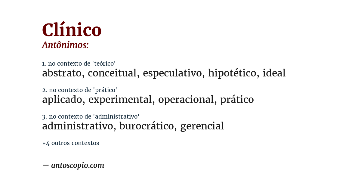 Antônimo de clínico