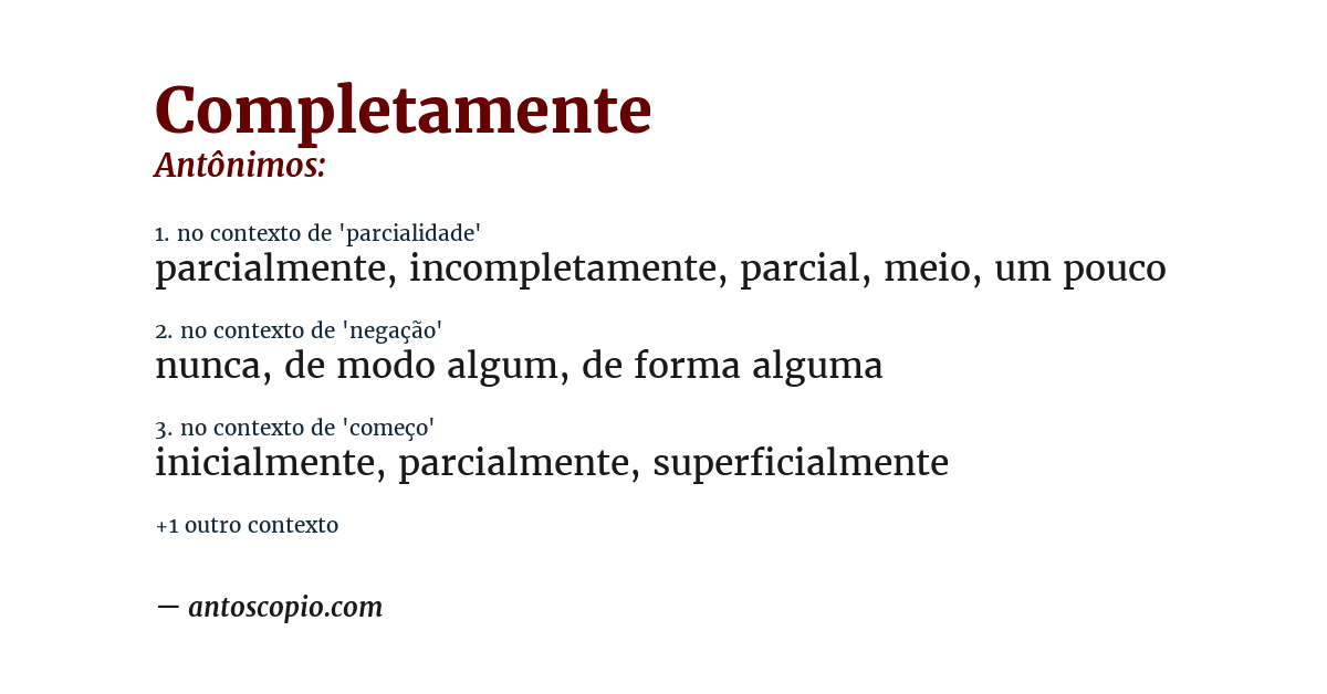 Antônimo de completamente