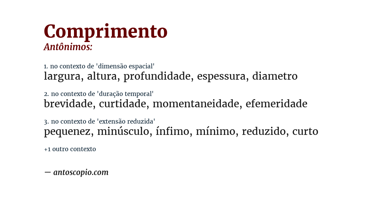 Antônimo de comprimento