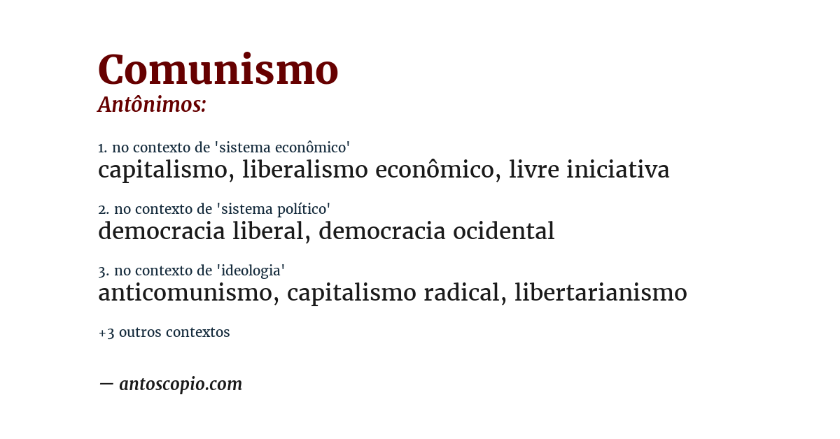 Antônimo de comunismo