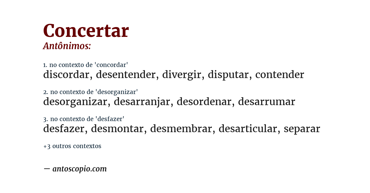 Antônimo de concertar