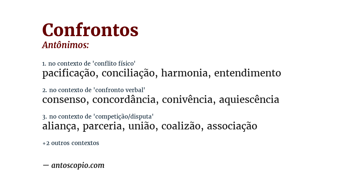 Antônimo de confrontos