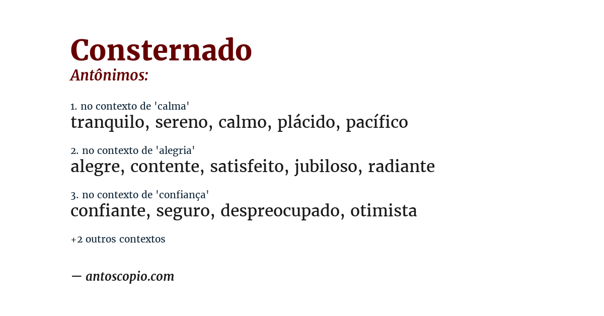 Antônimo de consternado