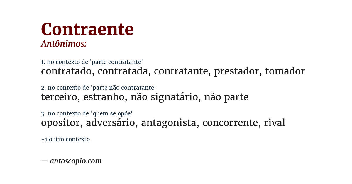 Antônimo de contraente