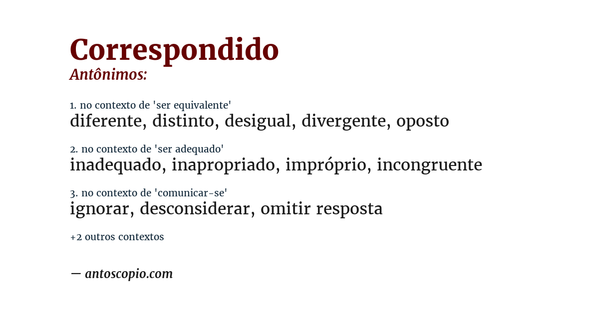 Antônimo de correspondido