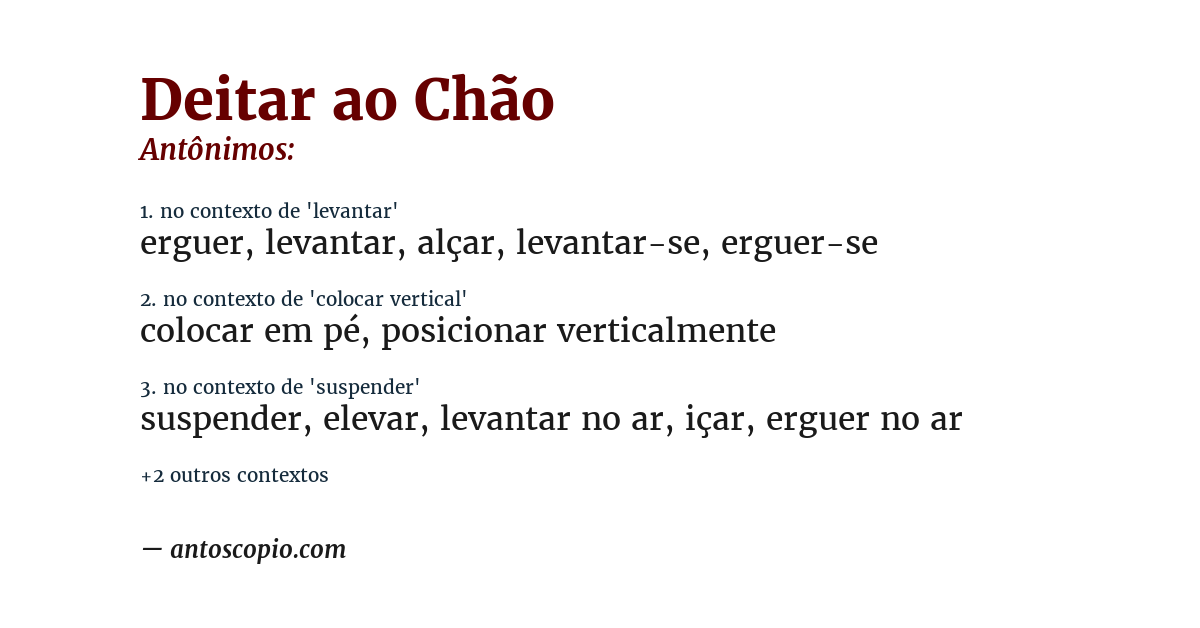Antônimo de deitar ao chão