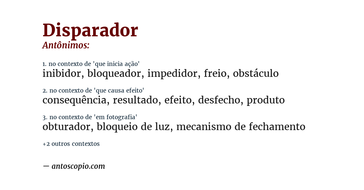 Antônimo de disparador