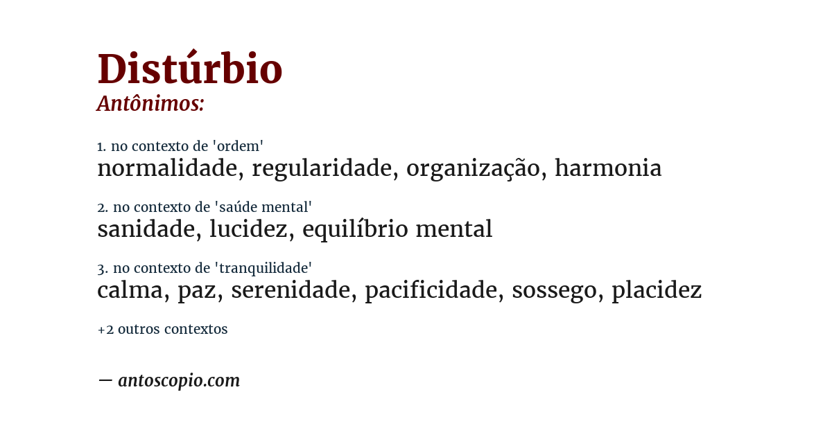 Antônimo de distúrbio