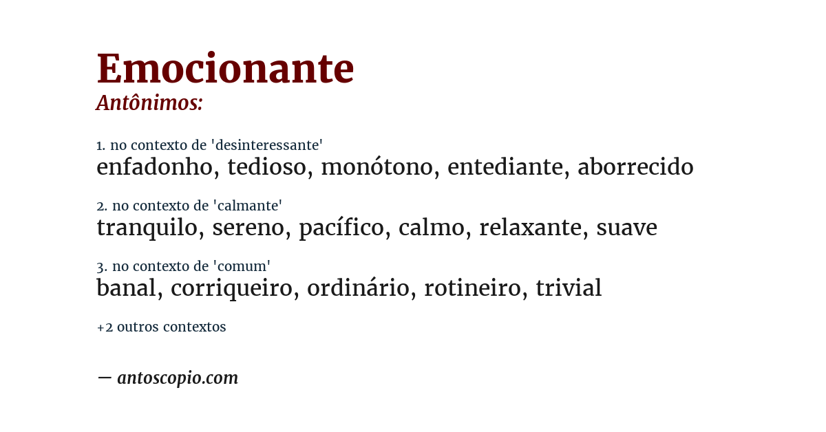 Antônimo de emocionante