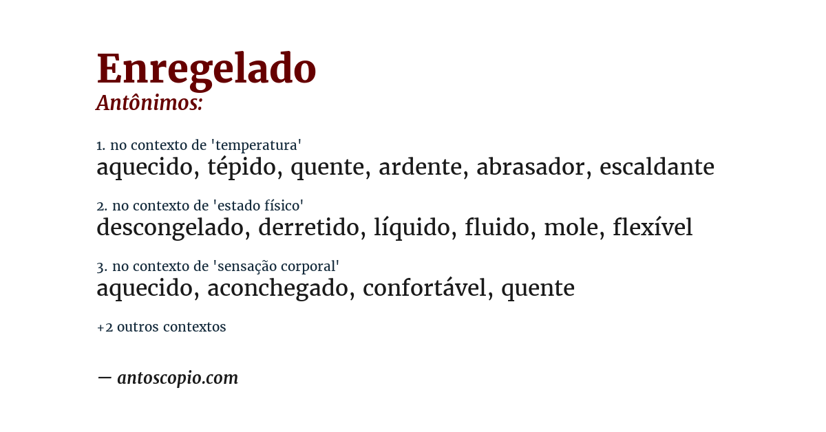 Antônimo de enregelado