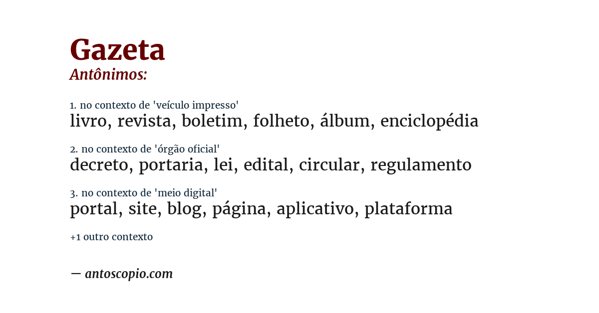 Antônimo de gazeta
